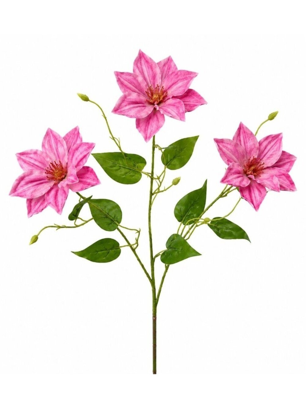Pink Clematis Faux Flower Stem Floral Branch